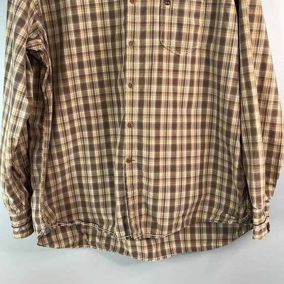TIMBERLAND Mens Aged Washed Plaid Shirt Tan Brown Organic Cotton Long Sleeve XL - Picture 4 of 13
